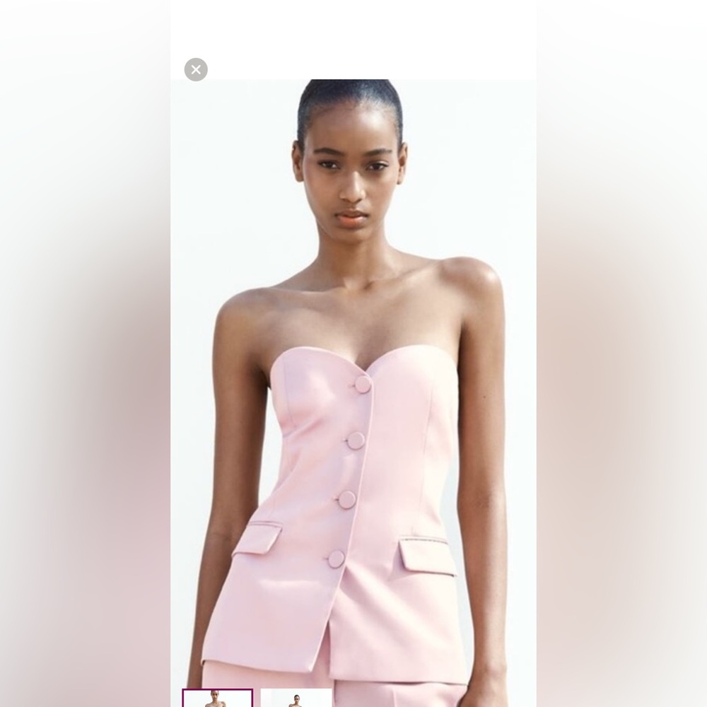 NWT Zara strapless bustier top in pink satin. In xs